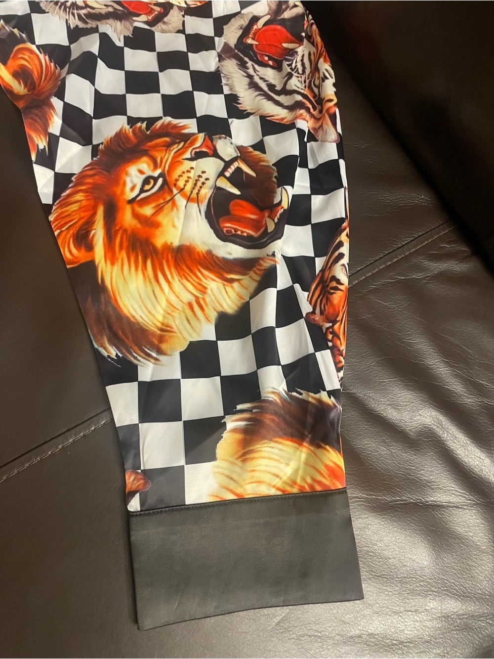 NWT Dressed in Lala Lions Tigers & Check Oh My Satin Set L/XL - Oversized - Picture 8 of 11